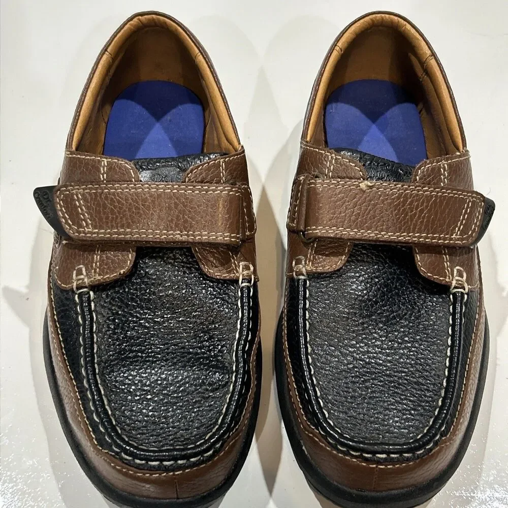 Dr Comfort Shoes 9 Wide Mike Casual Loafer Brown & Black Leather Diabetic Ortho
